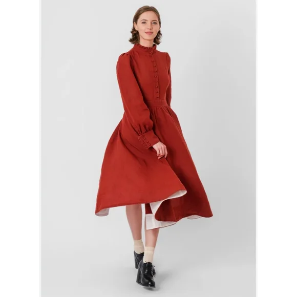 NWOT Son De Flor Size Xs Nicole Dress Linen Midi - Picture 4 of 16